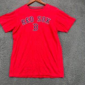 MLB Boston Red Sox Mens Medium Red Ring Spun Soft Graphic T-Shirt Genuine Merch